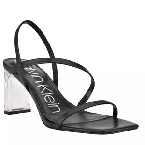 Women's Idina Strappy Clear Block Heel Strappy Dress Sandals - size 6.5
